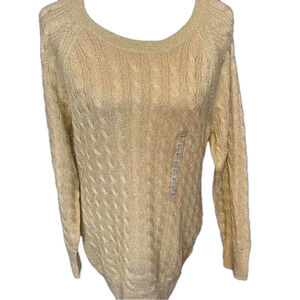 NWT Madison Gold Metallic Crew Neck Sweater XL